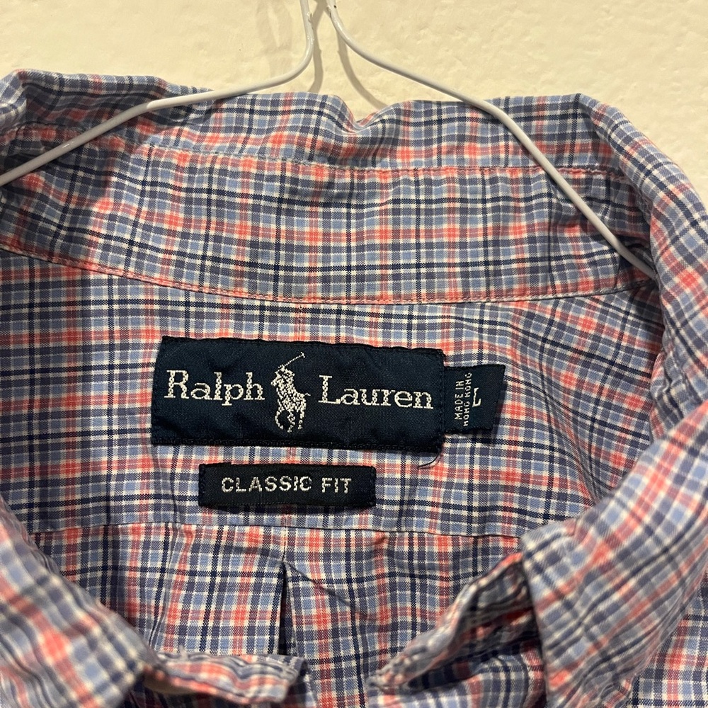 Ralph Lauren Classic Fit Men’s Size Large Button Down Plaid Short Sleeve EUC - Picture 2 of 6